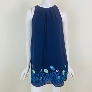 LOFT Floral Embroidered Sleeveless Shift Dress 0